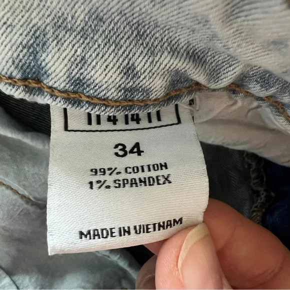 KDNK 11 4 14 11 TRASHED Destroyed Contrast Ribbed Moto Jeans Size 34 - Picture 5 of 11